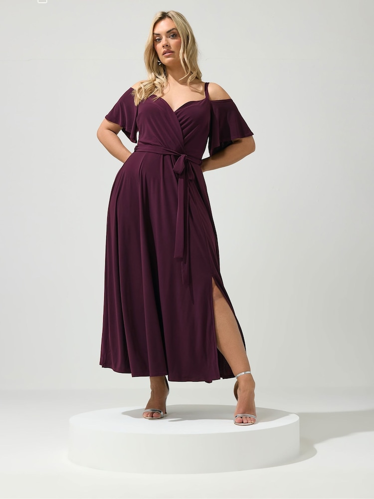 סגול - שמלת מקסי של Yours Curve London עם כתפיים חשופות - תמונה 2 מתוך 5