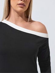 Yours Curve Black Limited Contrast Shoulder Top - Image 4 of 5