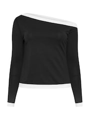 Yours Curve Black Limited Contrast Shoulder Top - Image 5 of 5