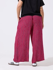 Yours Curve Green Limited Stripe Wide Leg Trousers - Image 3 of 5