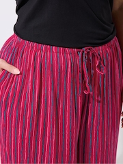 Yours Curve Green Limited Stripe Wide Leg Trousers - Image 4 of 5