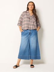 Yours Curve Pink Overhead Check Shirt - Image 2 of 5