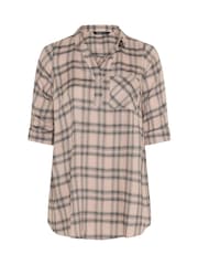 Yours Curve Pink Overhead Check Shirt - Image 5 of 5