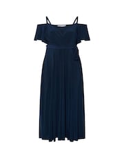 Yours Curve Blue London Cold Shoulder Maxi Dress - Image 5 of 5