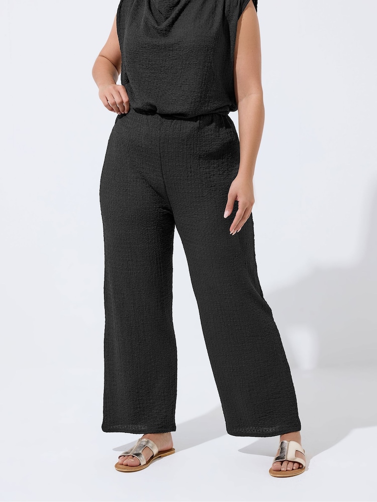 Yours Curve Black Limited Texture Trousers - Image 1 of 6