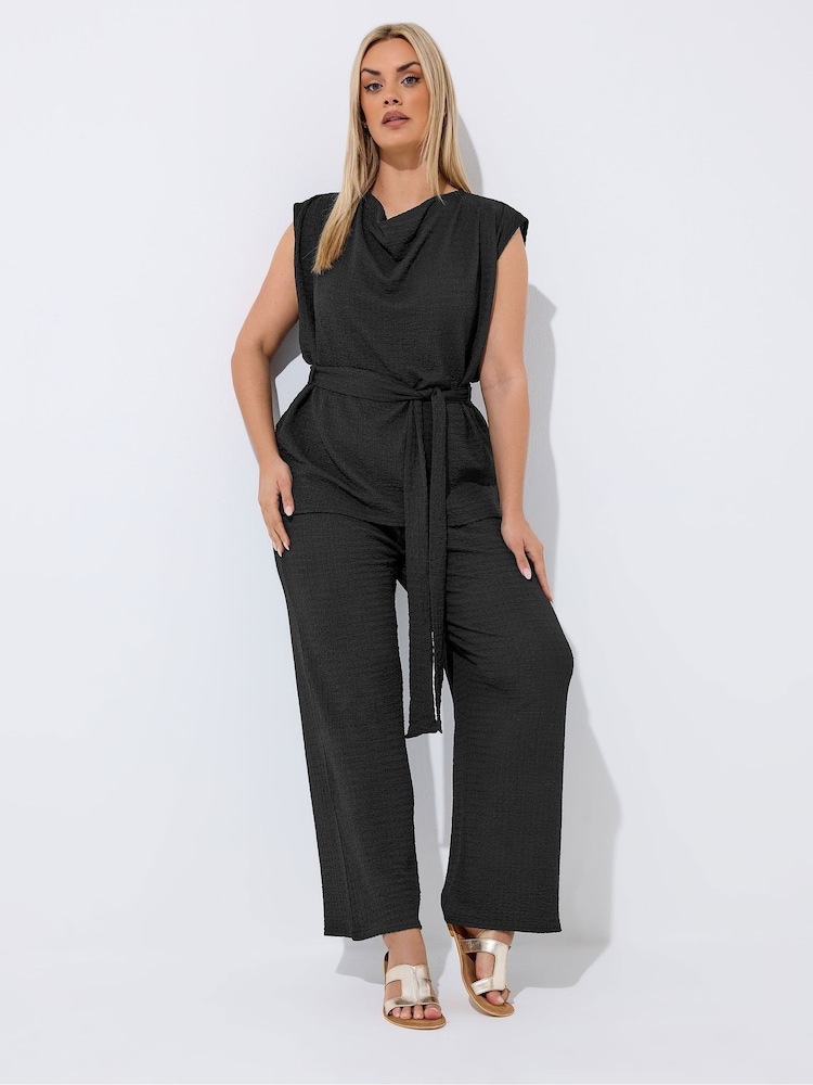 Yours Curve Black Limited Texture Trousers - Image 2 of 6