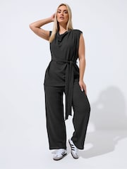 Yours Curve Black Limited Texture Trousers - Image 5 of 6