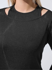 Yours Curve Black Limited 2-In-1 Ribbed Top - Image 4 of 5