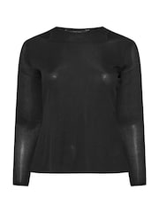 Yours Curve Black Limited 2-In-1 Ribbed Top - Image 5 of 5