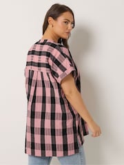 Yours Curve Coral Pink Overhead Half Placket Shirt - Image 3 of 5