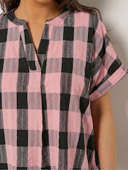 Yours Curve Coral Pink Overhead Half Placket Shirt - Image 4 of 5