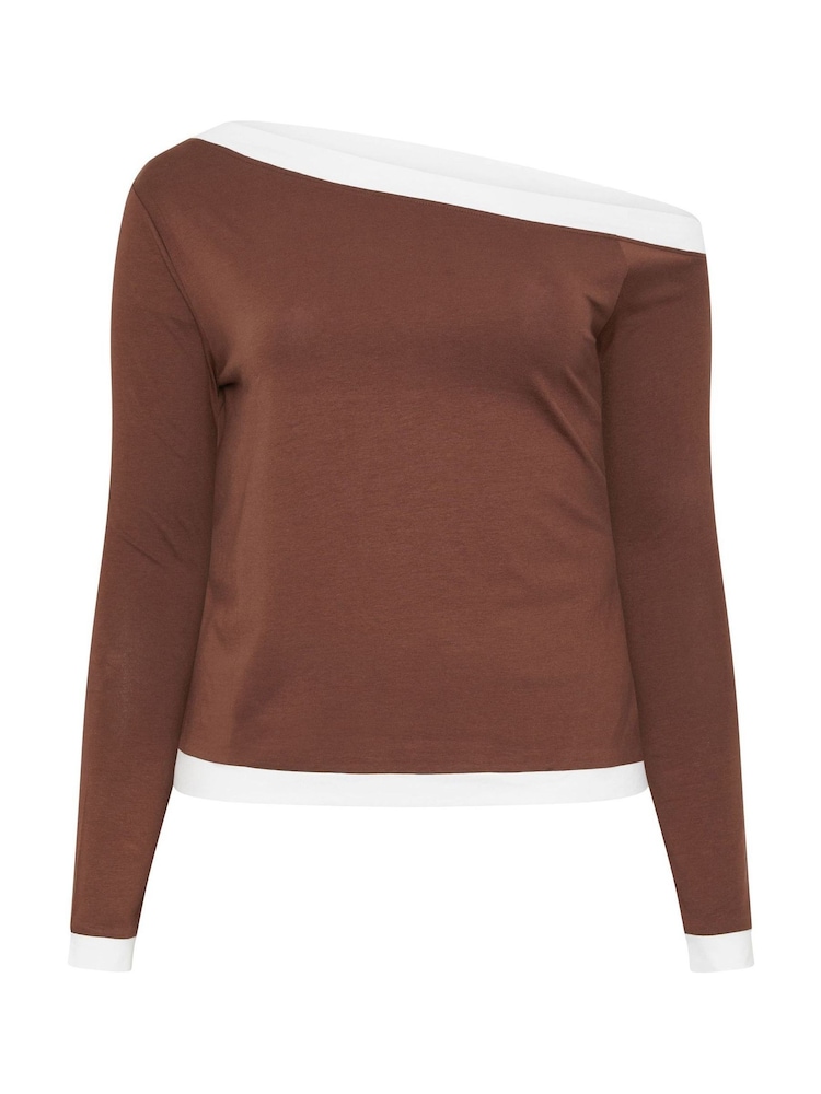 Yours Curve Brown Limited Contrast Shoulder Top - Image 5 of 5 Yours Curve Brown Limited Contrast Shoulder Top - Image 5 of 5