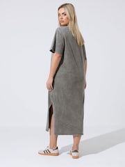 Yours Curve Grey Limited Mystic Acid Wash Maxi Dress - Image 3 of 4