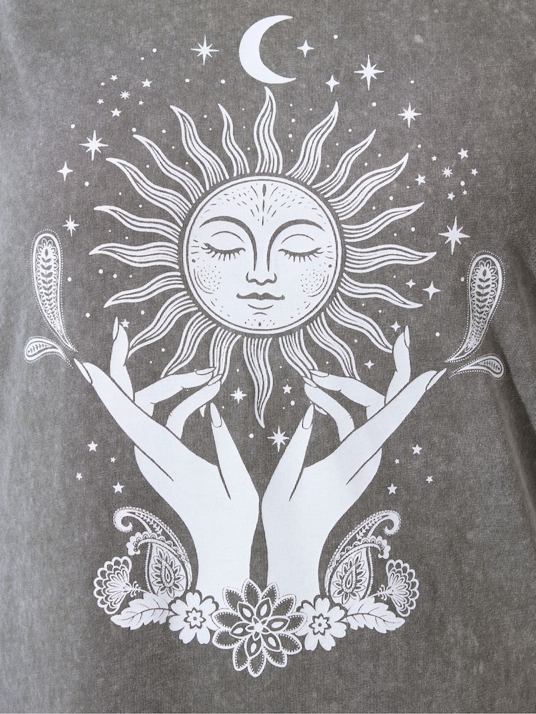 Yours Curve Grey Limited Mystic Acid Wash Maxi Dress - Image 4 of 4