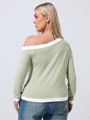 Yours Curve Green Limited Contrast Shoulder Top - Image 3 of 5