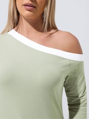 Yours Curve Green Limited Contrast Shoulder Top - Image 4 of 5