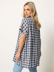 Yours Curve Blue Overhead Half Placket Shirt - Image 3 of 5