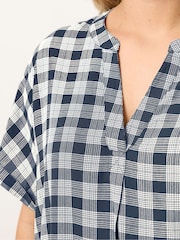 Yours Curve Blue Overhead Half Placket Shirt - Image 4 of 5