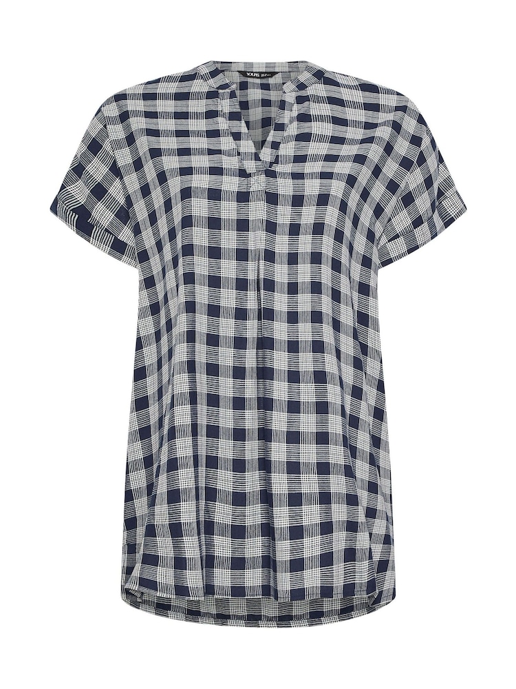Yours Curve Blue Overhead Half Placket Shirt - Image 5 of 5 Yours Curve Blue Overhead Half Placket Shirt - Image 5 of 5