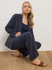 Long Tall Sally Blue Linen Blend Blazer - Image 1 of 6