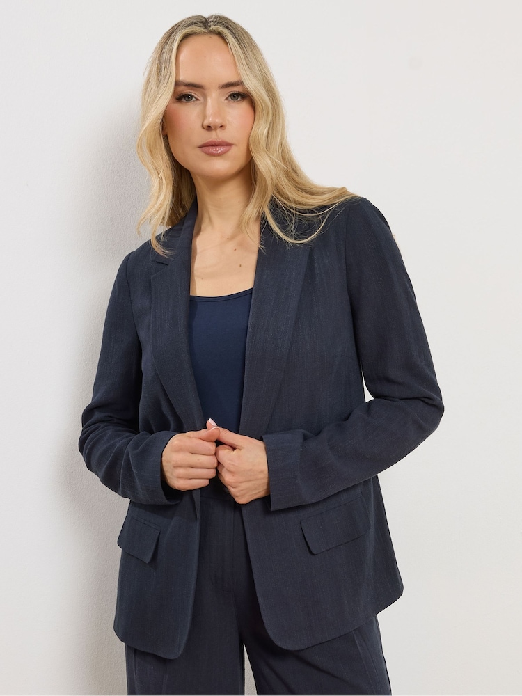 Long Tall Sally Blue Linen Blend Blazer - Image 2 of 6