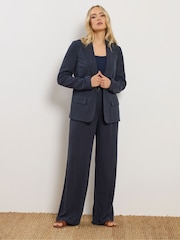 Long Tall Sally Blue Linen Blend Blazer - Image 3 of 6