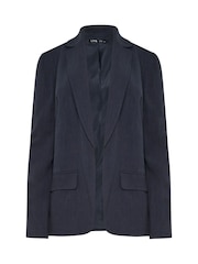 Long Tall Sally Blue Linen Blend Blazer - Image 6 of 6