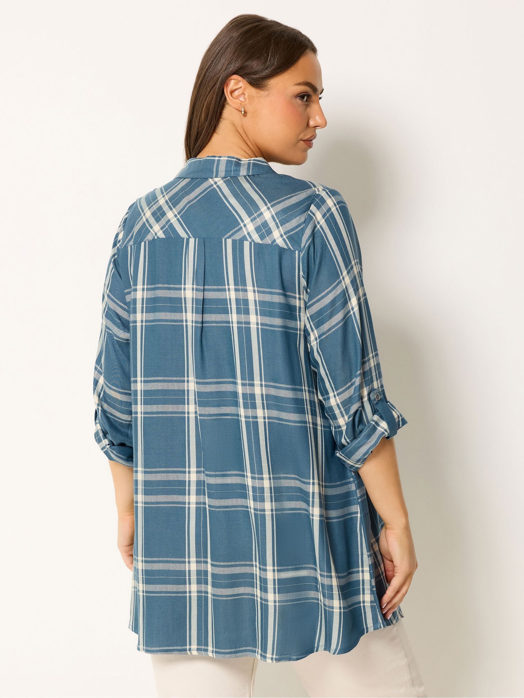 Buy Yours Curve Blue Overhead Check Shirt from Next Romania