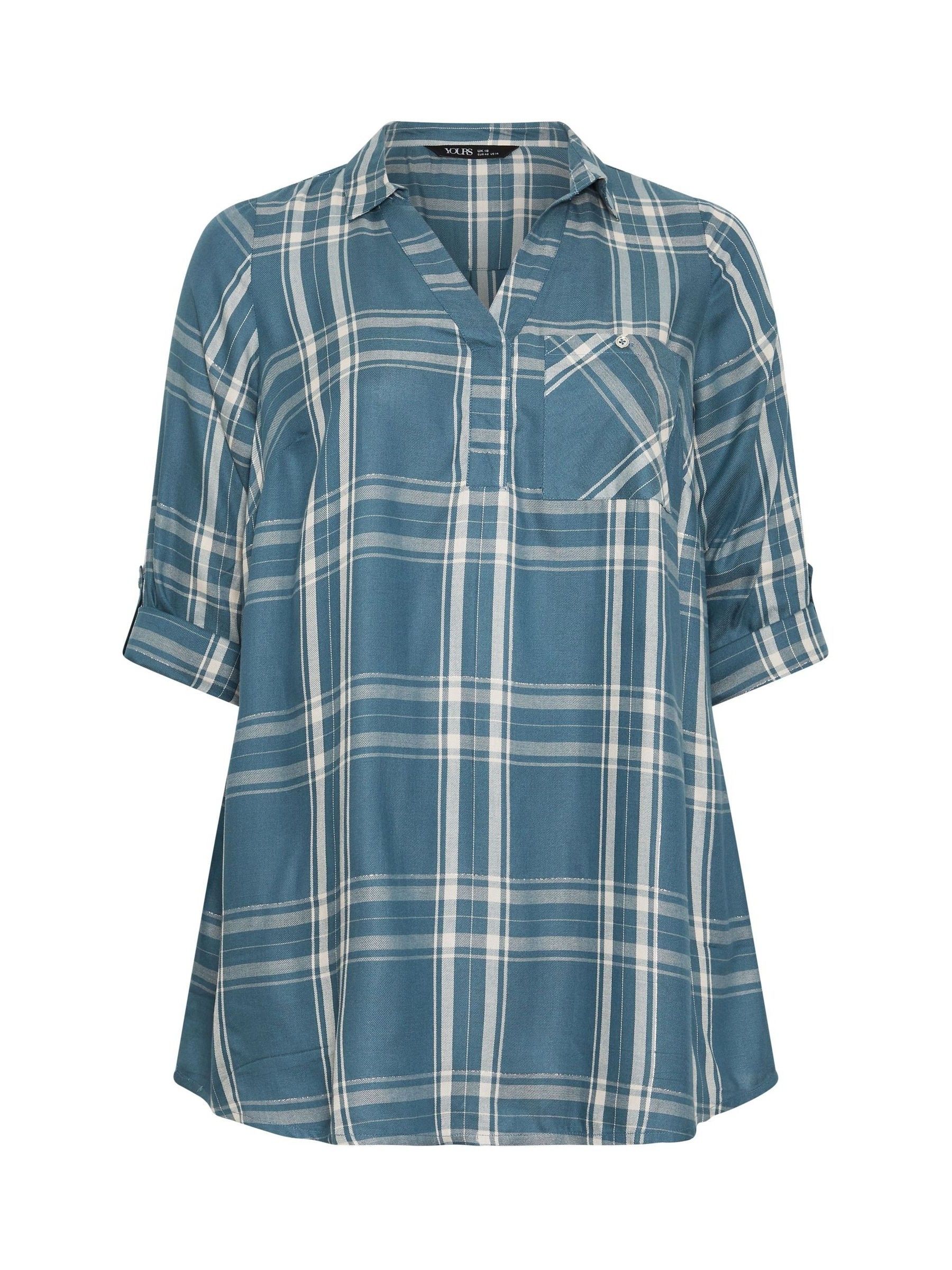 Buy Yours Curve Blue Overhead Check Shirt from Next Romania