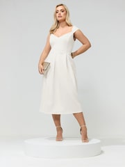 Yours Curve White London Sweetheart Scuba Skater Dress - Image 1 of 5