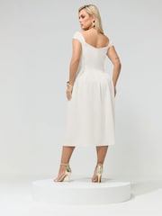 Yours Curve White London Sweetheart Scuba Skater Dress - Image 2 of 5