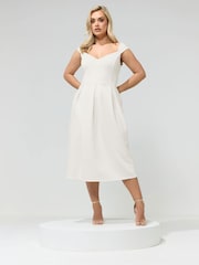 Yours Curve White London Sweetheart Scuba Skater Dress - Image 3 of 5