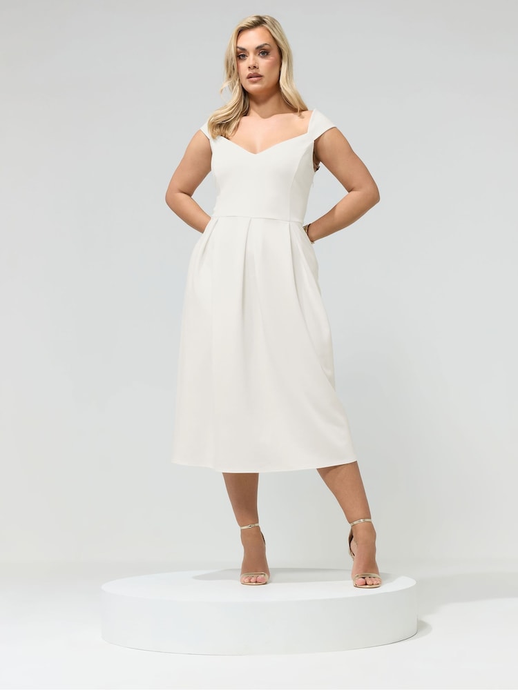 white sweetheart skater dress Windsor Sweetheart Ruffle Lace Up Skater Dress