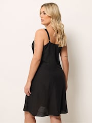 Yours Curve Black Linen Blend Swing Dress - Image 3 of 5