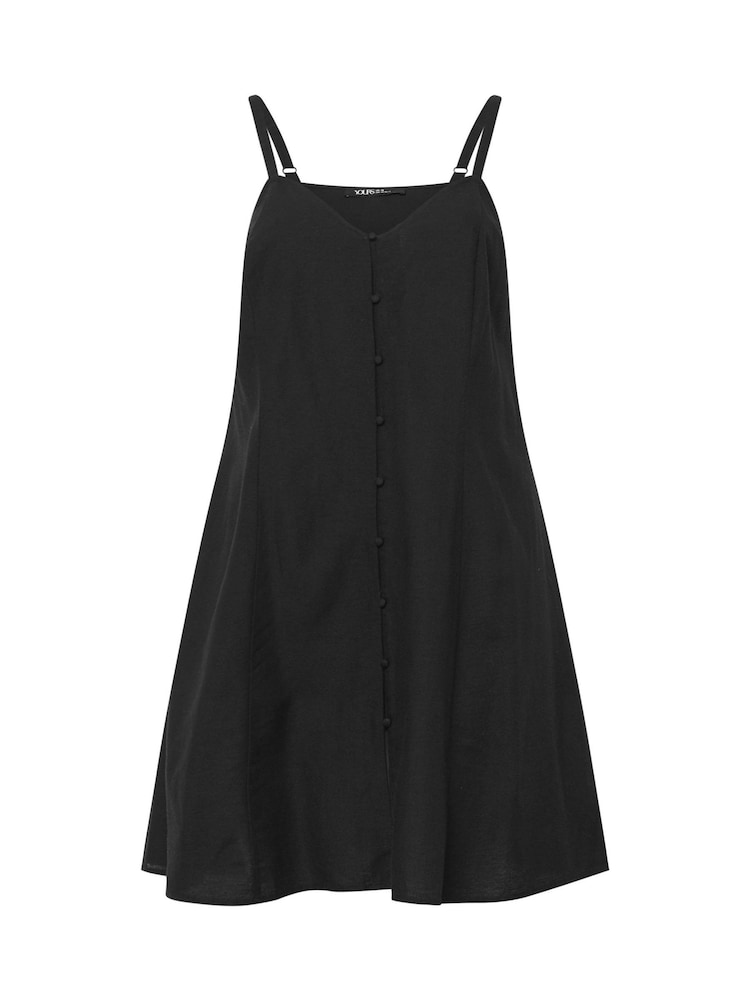 Yours Curve Black Linen Blend Swing Dress - Image 5 of 5
