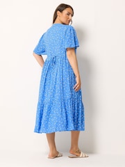 淡藍色 - Yours Curve Placket Tiered Dress - 圖片 3/5