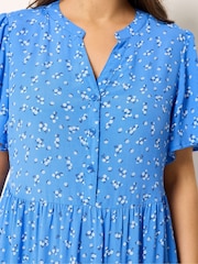 淡藍色 - Yours Curve Placket Tiered Dress - 圖片 4/5