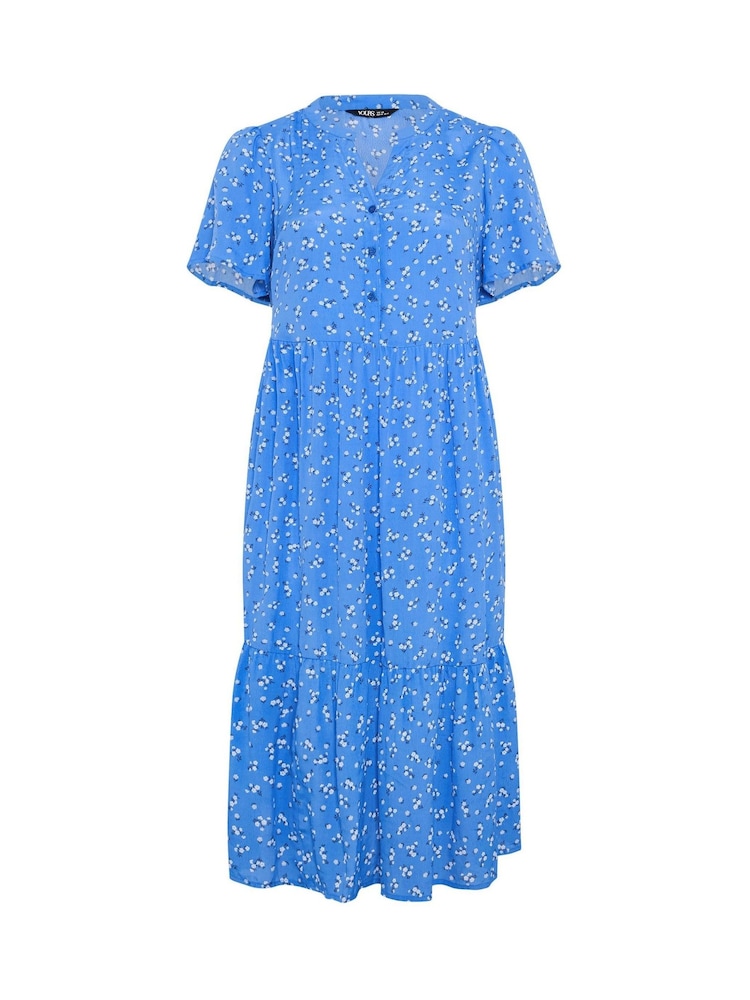 淡藍色 - Yours Curve Placket Tiered Dress - 圖片 5/5