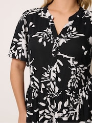 Yours Curve Black Placket Tiered Dress - Image 4 of 4