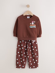 Braun - Set aus Sweatshirt und Barrel-Hose mit Minnie Mouse (6M.–7J.) - Bild 1 von 5