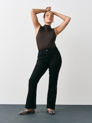 Sort - Hourglass mellemhøje stretch-bootcut-denimjeans - Billede 1 af 7