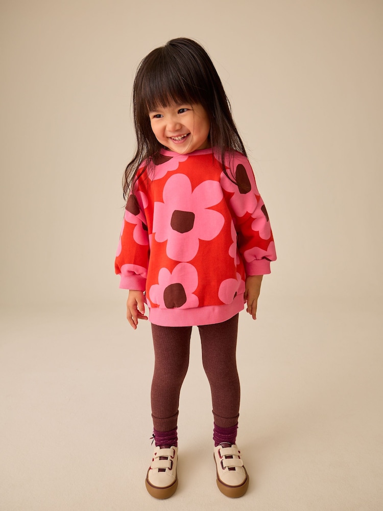 Red/ Pink Flower Sweatshirt and Legging Set (3mths-7yrs) - Image 1 of 4 Red/ Pink Flower Sweatshirt and Legging Set (3mths-7yrs) - Image 1 of 4