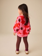 Red/ Pink Flower Sweatshirt and Legging Set (3mths-7yrs) - Image 3 of 4