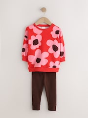 Red/ Pink Flower Sweatshirt and Leggings Set (3mths-7yrs) - Image 5 of 9