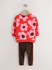 Red/ Pink Flower Sweatshirt and Leggings Set (3mths-7yrs) - Image 6 of 9