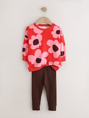 Red/ Pink Flower Sweatshirt and Leggings Set (3mths-7yrs) - Image 7 of 9