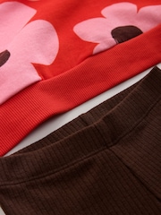 Red/ Pink Flower Sweatshirt and Leggings Set (3mths-7yrs) - Image 9 of 9
