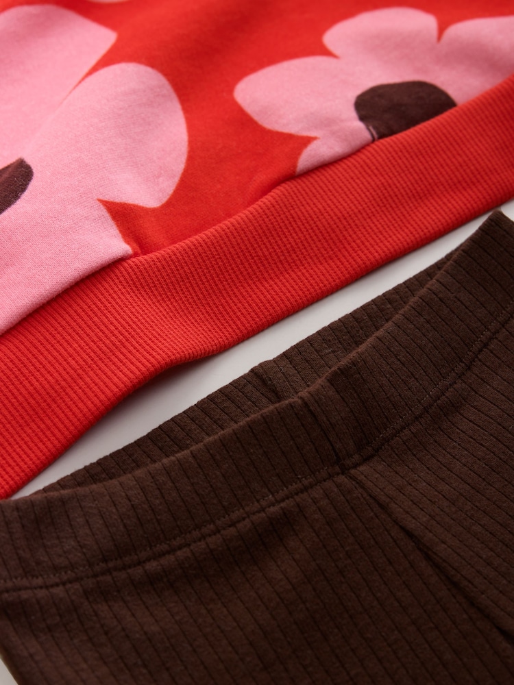 Red/ Pink Flower Sweatshirt and Leggings Set (3mths-7yrs) - Image 9 of 9 Red/ Pink Flower Sweatshirt and Leggings Set (3mths-7yrs) - Image 9 of 9