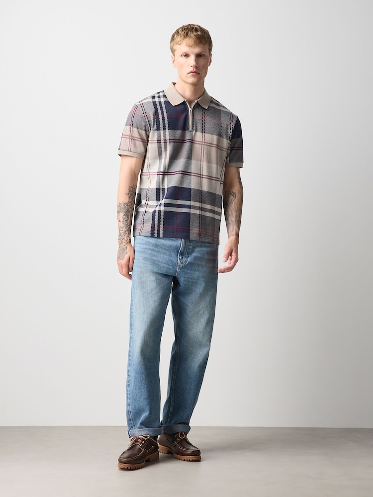 Cream/Red Heritage Check Cotton Regular Fit Polo Shirt - Image 2 of 8 Cream/Red Heritage Check Cotton Regular Fit Polo Shirt - Image 2 of 8