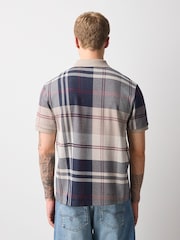 Cream/Red Heritage Check Cotton Regular Fit Polo Shirt - Image 4 of 8